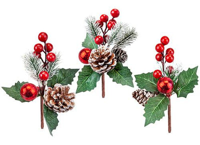 3 ASST. 16CM XMAS CONE PICK