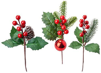 3 ASAST. 18CM XMAS BERRY PICK