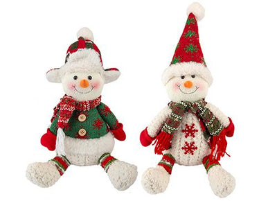 2 ASST. FABRIC SITTING SNOWMAN
