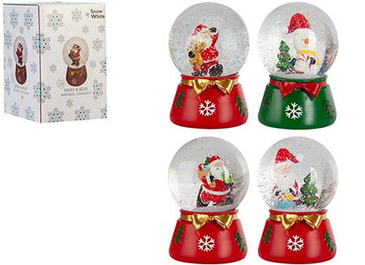 4 ASST 80MM XMAS GLITTER&nbsp; WATER BALL