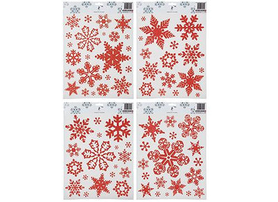RED GLITTER XMAS SNOWFLAKE STICKERS