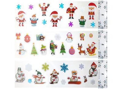 XMAS 3 ASST. GEL WINDOW STICKERS