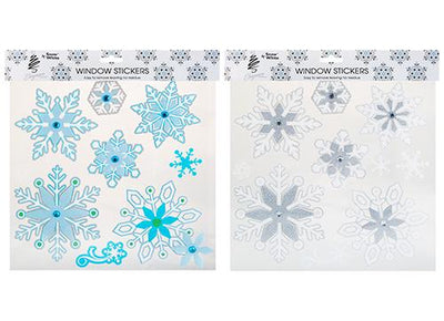2 ASST. SEQUIN SNOWFLAKE WINDOW STICKERS