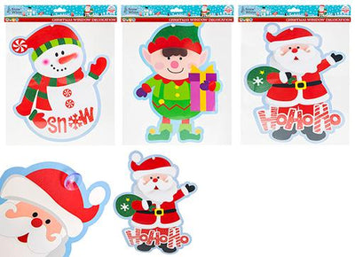 XMAS 3 ASST.SANTA/SNOWMAN WINDOW STICKERS