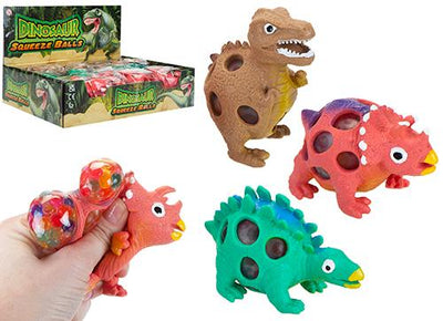 SQUISHY 9CM DINO BALL WITH BEADS