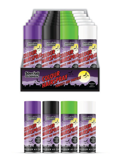 ASST. COLOURS 200ML HALLOWEEN HAIR SPRAY