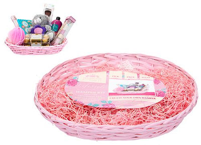 PINK OVAL SLOPED EASTER HAMPER BASKET