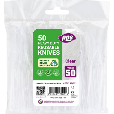 PACK OF 50 CLEAR HEAVY PLASTIC FORKS