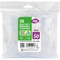 50 PACK HEAVY DUTY CLEAR PLASTIC TEA SPOONS