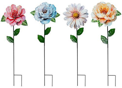 METAL FLOWERS 4 ASST. GARDEN STAKE&nbsp;