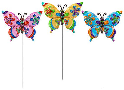 ASST. BRIGHT METAL BUTTERFLY ON STAKE