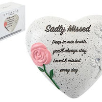 SADLY MISSED MEMORIAL HEART WITH DECORATION
