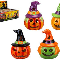 4 ASST. 11CM CERAMIC LED HAT PUMPKIN