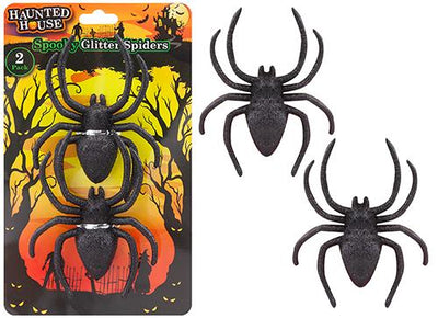 PACK OF 2 BLACK GLITTER SPIDERS