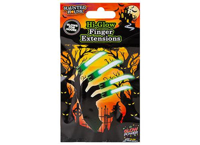 PACK OF 4 GREEN GLOW FINGER EXTENSIONS