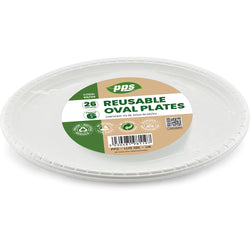 PACK OF 6 WHITE PLASTIC OVAL PLATES