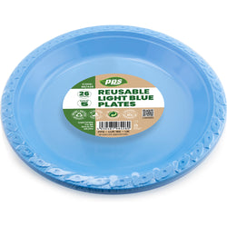 PACK OF 5 BLUE 26CM PLASTIC PLATES