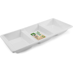 WHITE PLASTIC 3 DIVISION SERVING TRAY