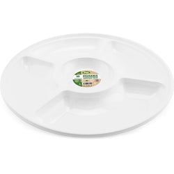 WHITE PLASTIC 5 COMPARTMENT SERVING TRAY
