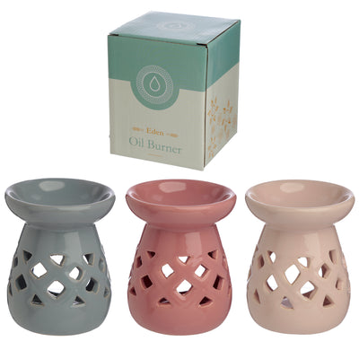 PASTEL CUT OUT LATTICE CERAMIC OIL BURNER