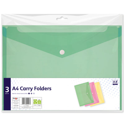 3 PACK A4 CARRY FOLDERS