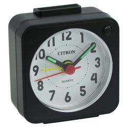 BLACK MINI B/OP TRAVEL ALARM CLOCK