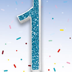SINGLE DIGIT 0-9 BLUE AND PINK GLITTER NUMBER BIRTHDAY CANDLES