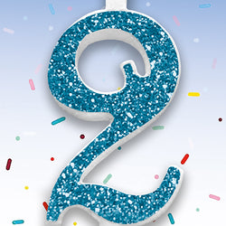 SINGLE DIGIT 0-9 BLUE AND PINK GLITTER NUMBER BIRTHDAY CANDLES
