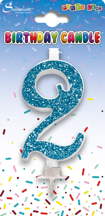 SINGLE DIGIT 0-9 BLUE AND PINK GLITTER NUMBER BIRTHDAY CANDLES