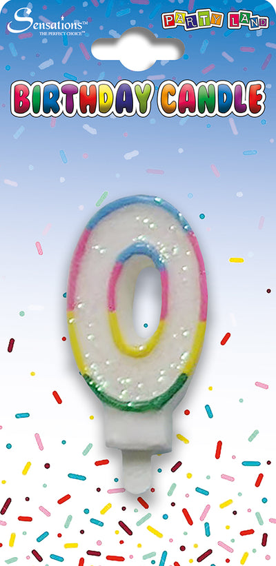 SINGLE DIGIT RAINBOW 0-9 ASST. BIRTHDAY CANDLES