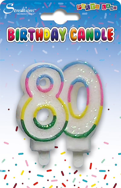 DOUBLE DIGIT 70 AND 80 RAINBOW BIRTHDAY CANDLES