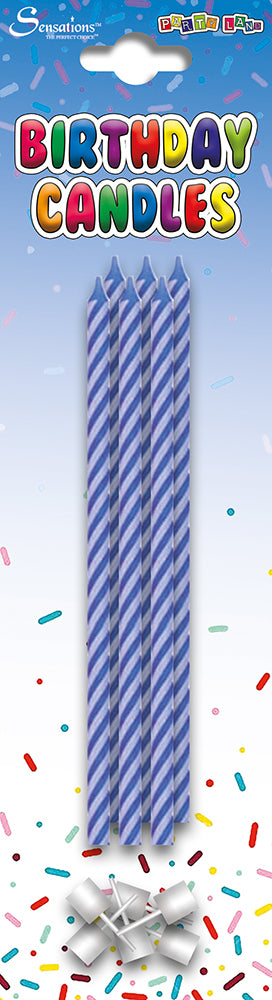 PACK OF 6 TALL PINK AND BLUE BIRTHDAY CANDLES
