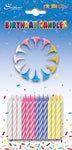 PACK OF 24 RAINBOW SPIRAL BIRTHDAY CANDLES