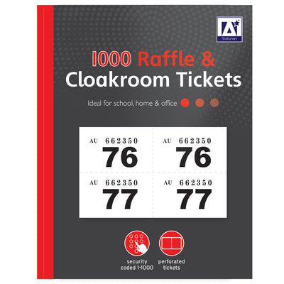 BOOK OF 1000 RAFFLE AND CLOAKROOM TICKETS