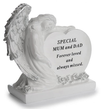 MUM AND DAD 17CM X 17CM ANGEL HEART PLAQUE