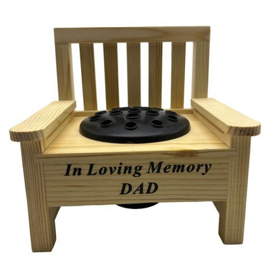 DAD 22CM X 22CM WOOD BENCH WITH GRAVE POT