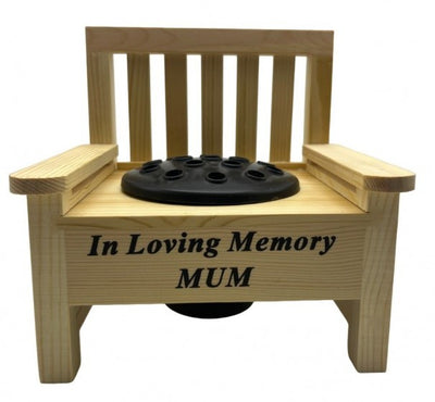 MUM 22CM X 22CM WOOD BENCH WITH GRAVE POT