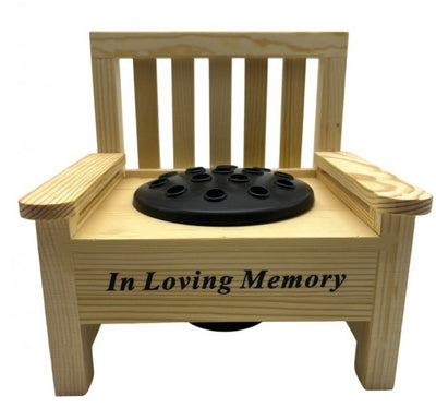 IN LOVING MEMORY 22CM X 22CM WOOD BENCH GRAVE POT