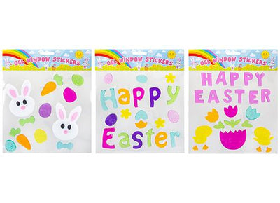 EASTER 3 ASST. 20CM X 20CM GEL WINDOW STICKERS
