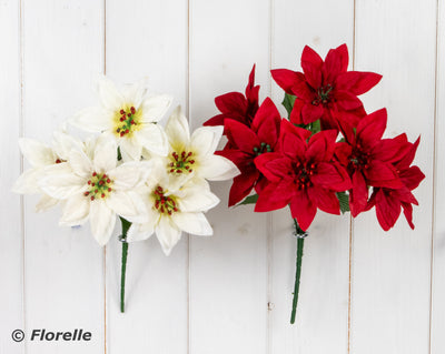 ASST. POINSETTIA BUSH WITH GLITTER CENTER