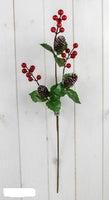 SINGLE 58CM BERRY PINE CONE STEM