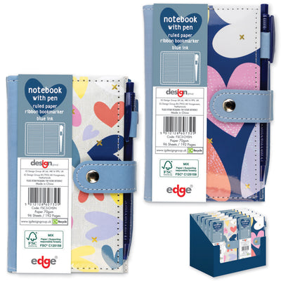 SLIM HEART DESIGN NOTEBOOK WITH PEN