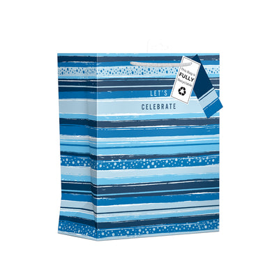 LARGE CELEBRATE STRIPES GIFT BAG