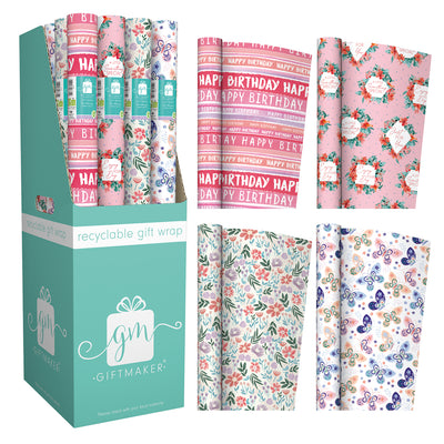 3 MTR ASST. DESIGNS FEMALE MIX GIFT WRAP ROLL