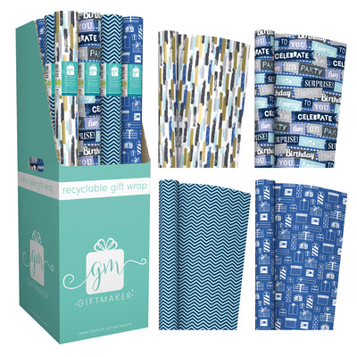 3MTR ASST. MALE GIFT WRAP ROLL