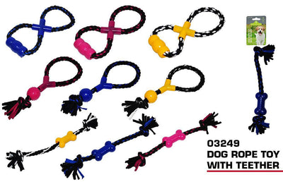 DOG ROPE TOY WITH TEETHER