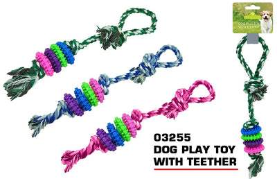 DOG ROPE TOY WITH TEETHER