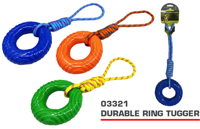 STRONG DURABLE DOG RING TUGGER TOY