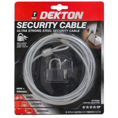 SECURITY CABLE AND LOCK SET