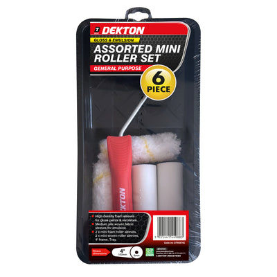 6 PCE ASSORTED MINI PAINT ROLLER SET
